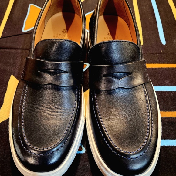 BROOKS BROTHERS Navy Casual Leather Loafers